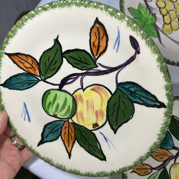 5 Peasant Village Southern Potteries Underglaze Fruit Dinner Plates Italy - Picture 11 of 16